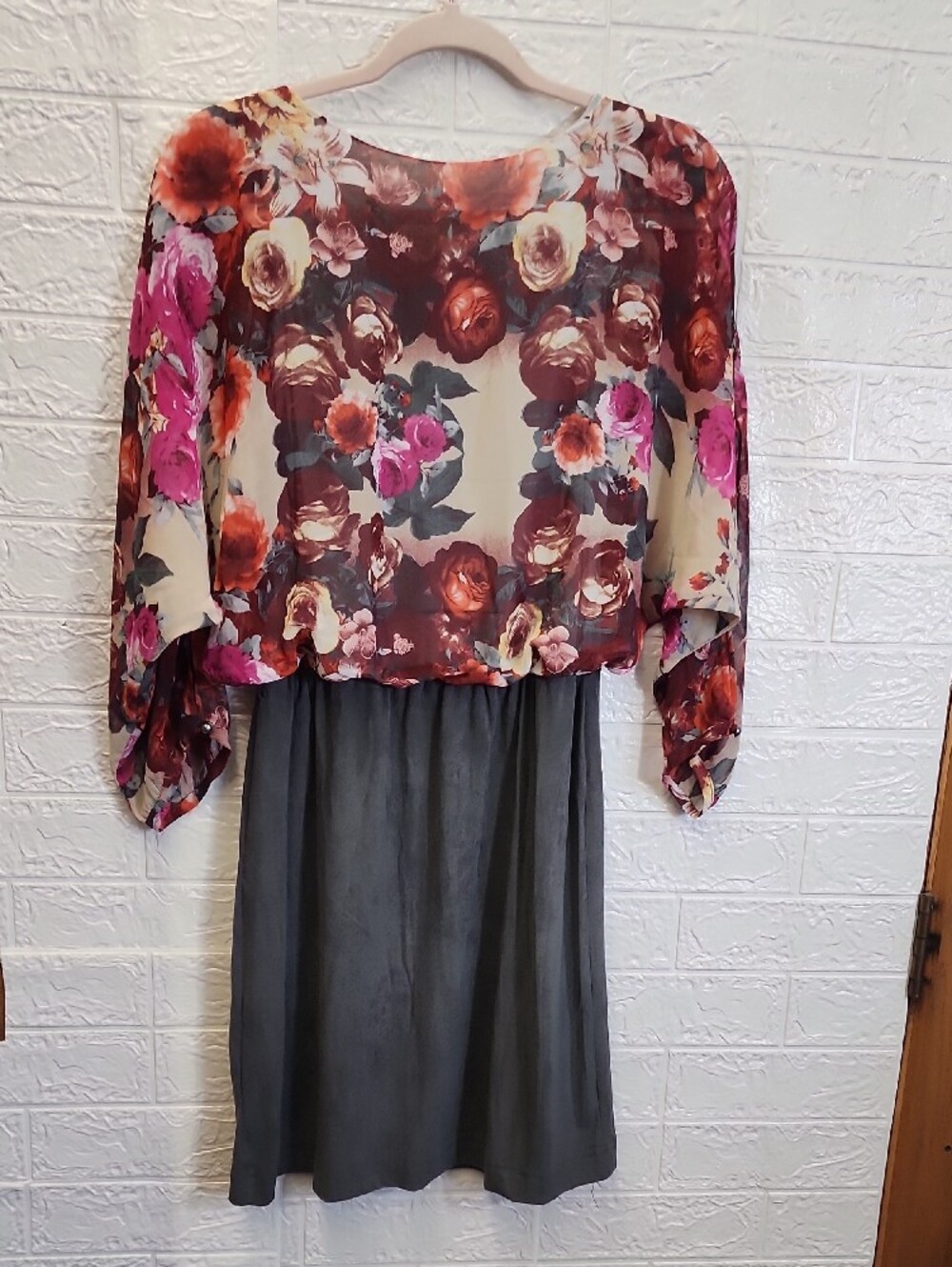 Uncle Frank Floral Top in Burgundy, Pink & Green - Picture 5 of 5